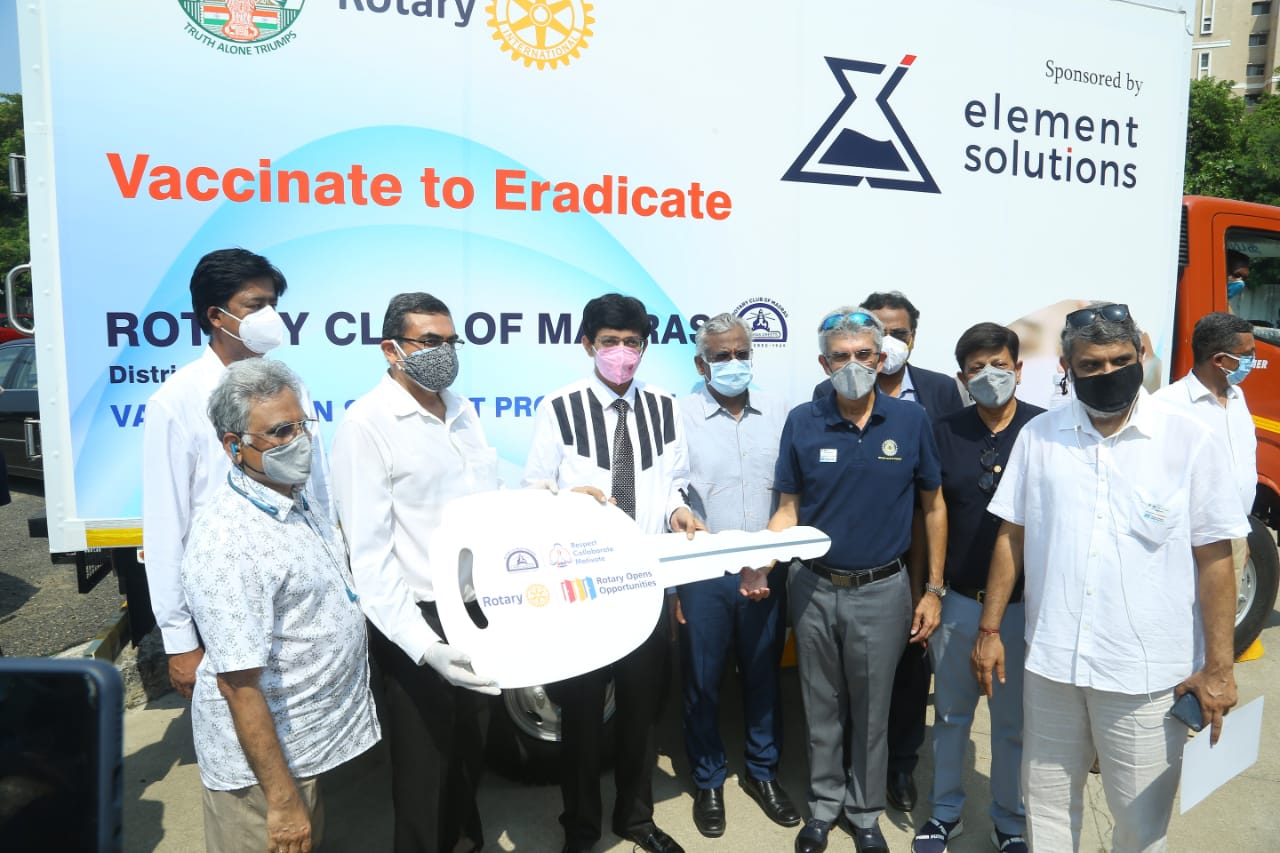 Rotary Club of Madras helps in providing necessary infrastructure to safely transport Vaccines across Tamil Nadu
