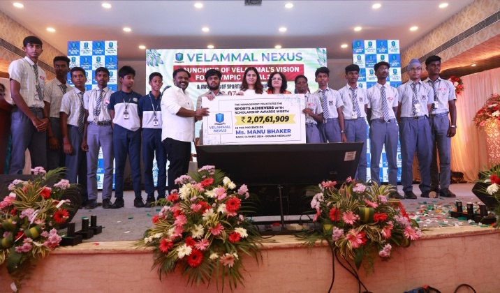 Velammal Nexus Honors Ms. Manu Bhaker Olympic Medallist and Announces Sports Scholarships